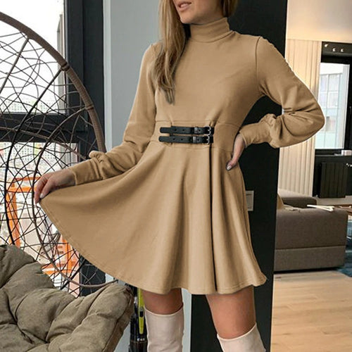 Load image into Gallery viewer, Elegant Knitted Long Sleeve Turtleneck Office Sweater Dress
