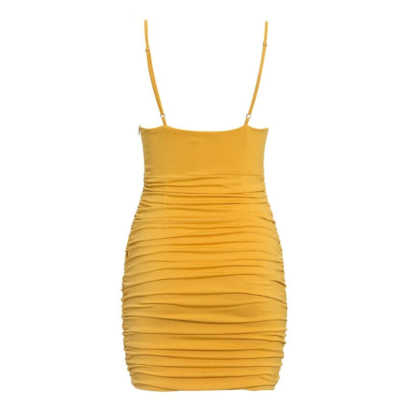 Sexy V-neck Slim Summer Spaghetti Strap Bodycon Short Mini Dress