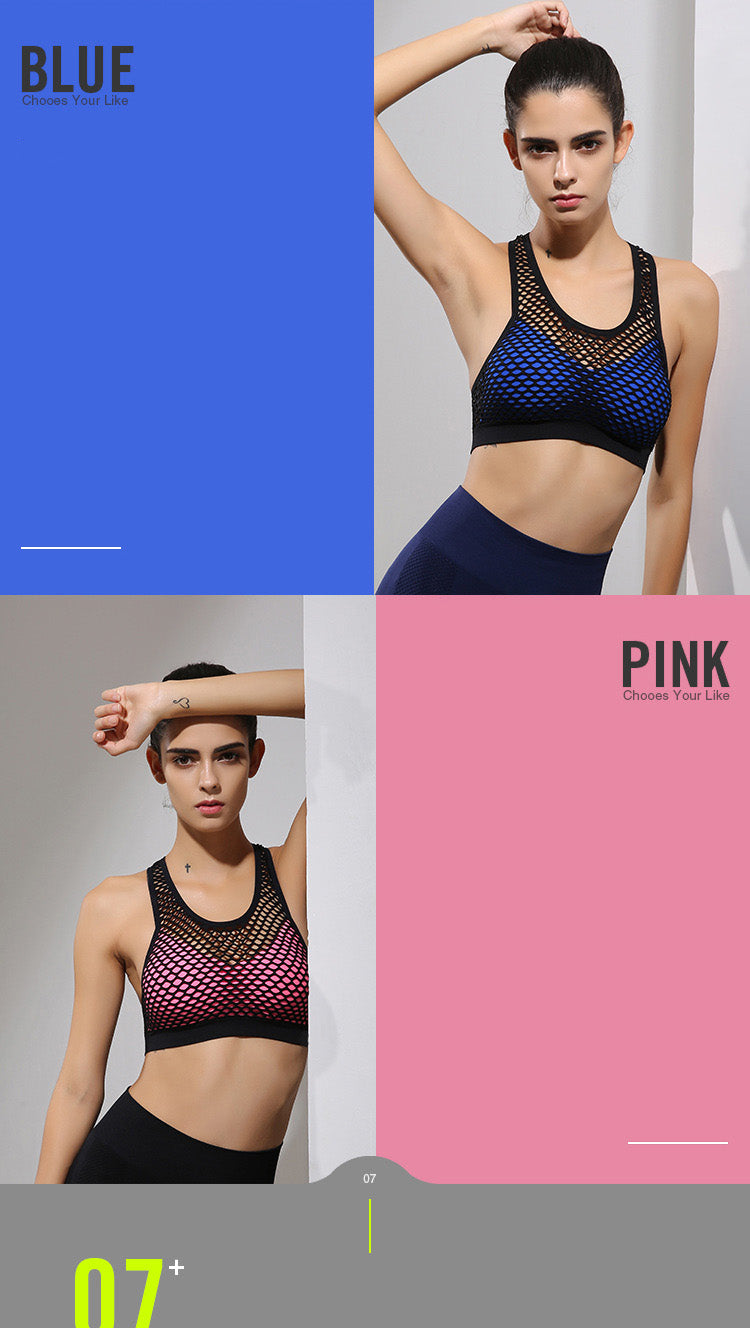Sexy Breathable Mesh Padded Sports Bra