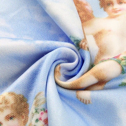 Load image into Gallery viewer, Angel Print Cute Bralette Blue Kawaii Spaghetti Strap Slim Sexy Cami Crop Top Sleeveless
