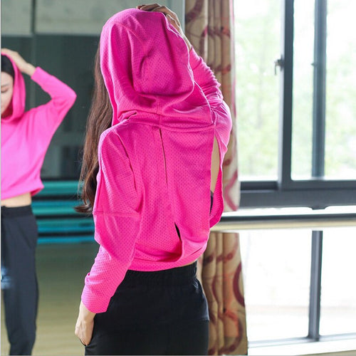 Load image into Gallery viewer, Breathable Backless Patched Hooded Long Sleeve
