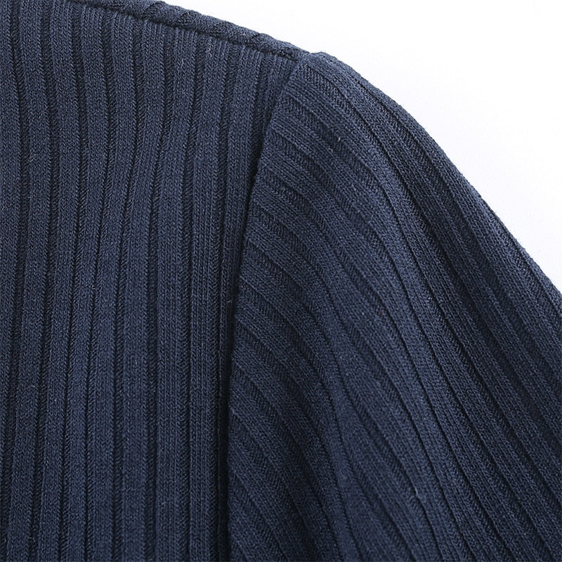 Striped Contrast Color Cardigan Summer Crop Top Zipper V Neck Short Sleeve Tees