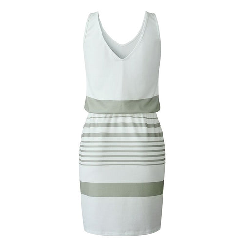 Load image into Gallery viewer, Fashion Stripes V-neck Irregular Vest Style Halter Tie Bodycon Office Short Dress
