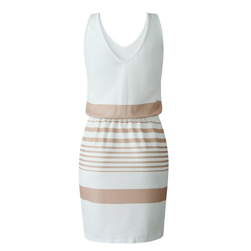 Load image into Gallery viewer, Fashion Stripes V-neck Irregular Vest Style Halter Tie Bodycon Office Short Dress
