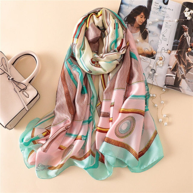 Fashion Silk Scarf Printed Bandana Shawl #LZ241