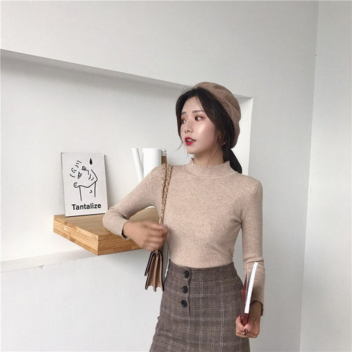 Load image into Gallery viewer, Knitted Turtleneck Sweater Casual Soft Jumper Long Sleeve
