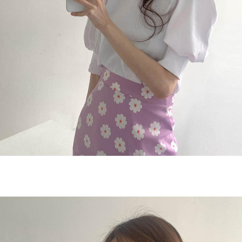Load image into Gallery viewer, Summer two piece suits high waist long print  A Line skirts short sleeves Tops
