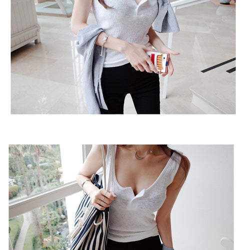 Load image into Gallery viewer, Halter Bandage Sexy Crop Solid Cotton Tank Vest Slim Skinny Solid Sleeveless
