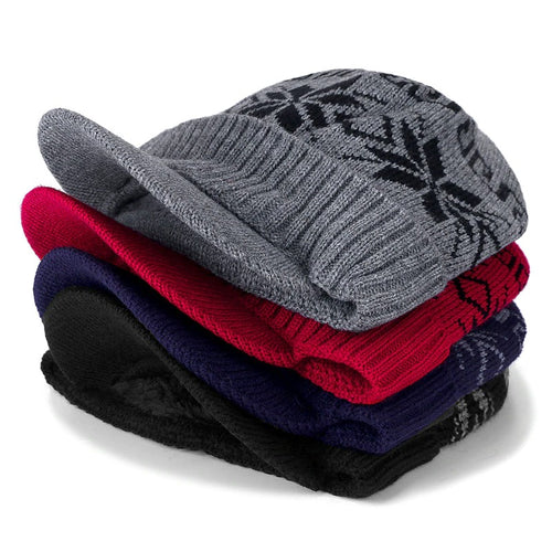 Load image into Gallery viewer, With Brim Stylish Add Fur Lined Soft Beanie Outdoor Knitted Woolen Warm Winter Cap
