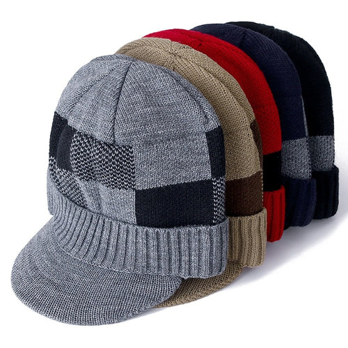 Load image into Gallery viewer, Brim Stylish Fur Lined Soft Beanie Lattice Design Thick Outdoor Knitted Woolen Warm Winter Cap
