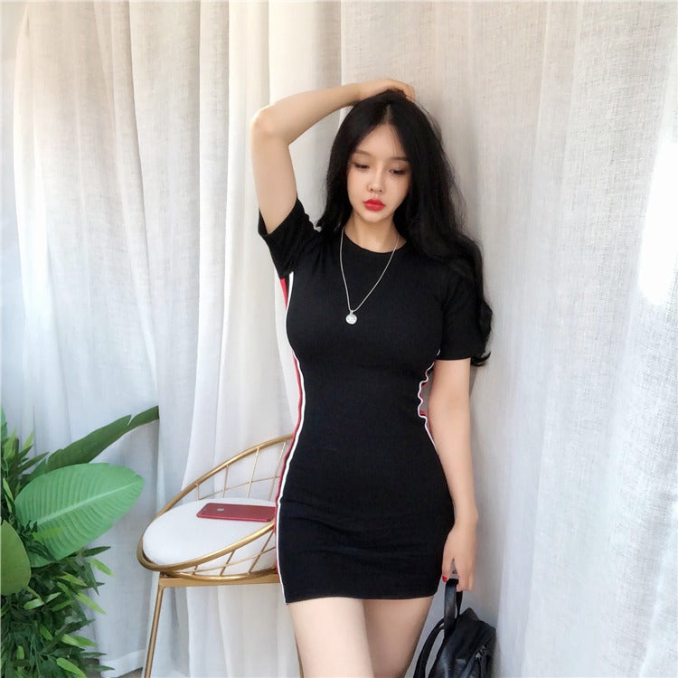 South Korea Sexy Cotton Summer Short Sleeve Dress