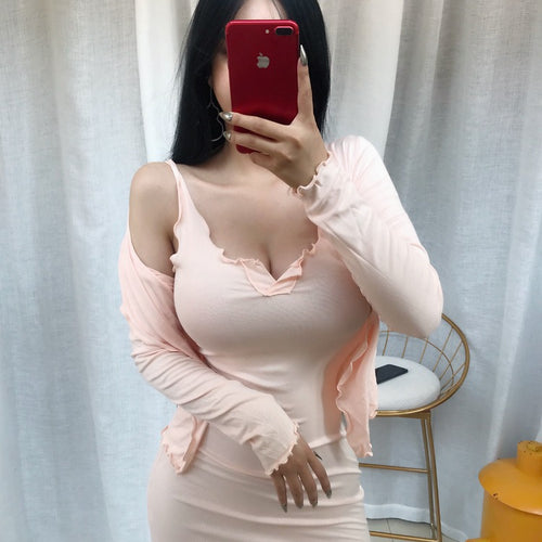 Load image into Gallery viewer, Spring Autumn Skinny Slim Elastic Bodycon Sexy Evening Party Long Sleeve Mini Dress
