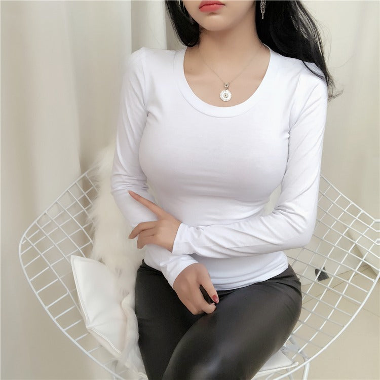 Spring Sexy Elastic Korean Style Skinny Slim Fit Long Sleeve Tops #2152