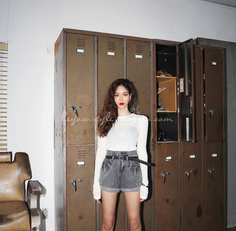 Spring Sexy Elastic Korean Style Skinny Long Sleeve Tops #2208