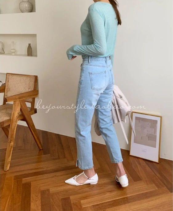 Spring Sexy Elastic Korean Style Skinny Slim Fit Long Sleeve Tops #2216