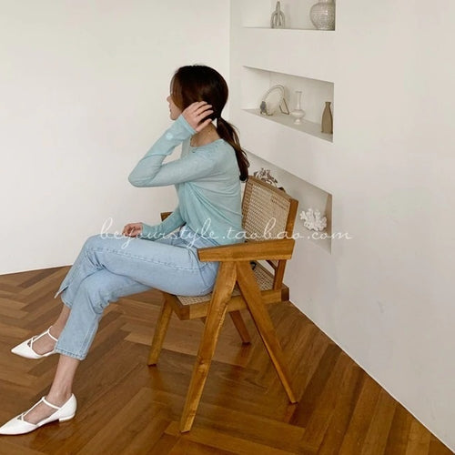 Load image into Gallery viewer, Spring Sexy Elastic Korean Style Skinny Slim Fit Long Sleeve Tops #2216
