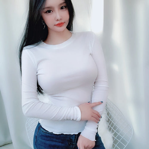 Load image into Gallery viewer, Spring Sexy Elastic Korean Style Skinny Long Sleeve Tops #2017

