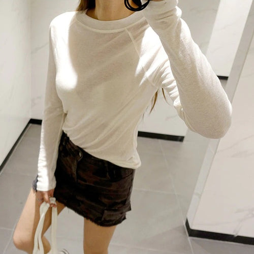 Load image into Gallery viewer, Spring Sexy Elastic Korean Style Skinny Slim Fit Long Sleeve Tops #2123
