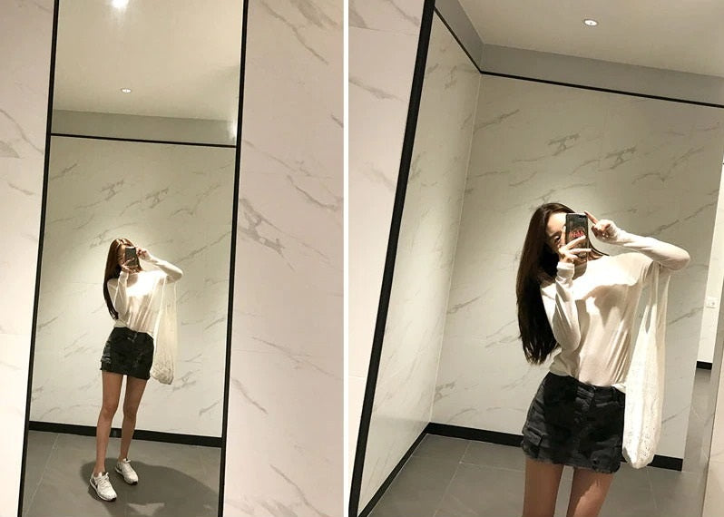 Spring Sexy Elastic Korean Style Skinny Slim Fit Long Sleeve Tops #2123