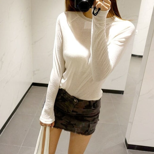Load image into Gallery viewer, Spring Sexy Elastic Korean Style Skinny Slim Fit Long Sleeve Tops #2123
