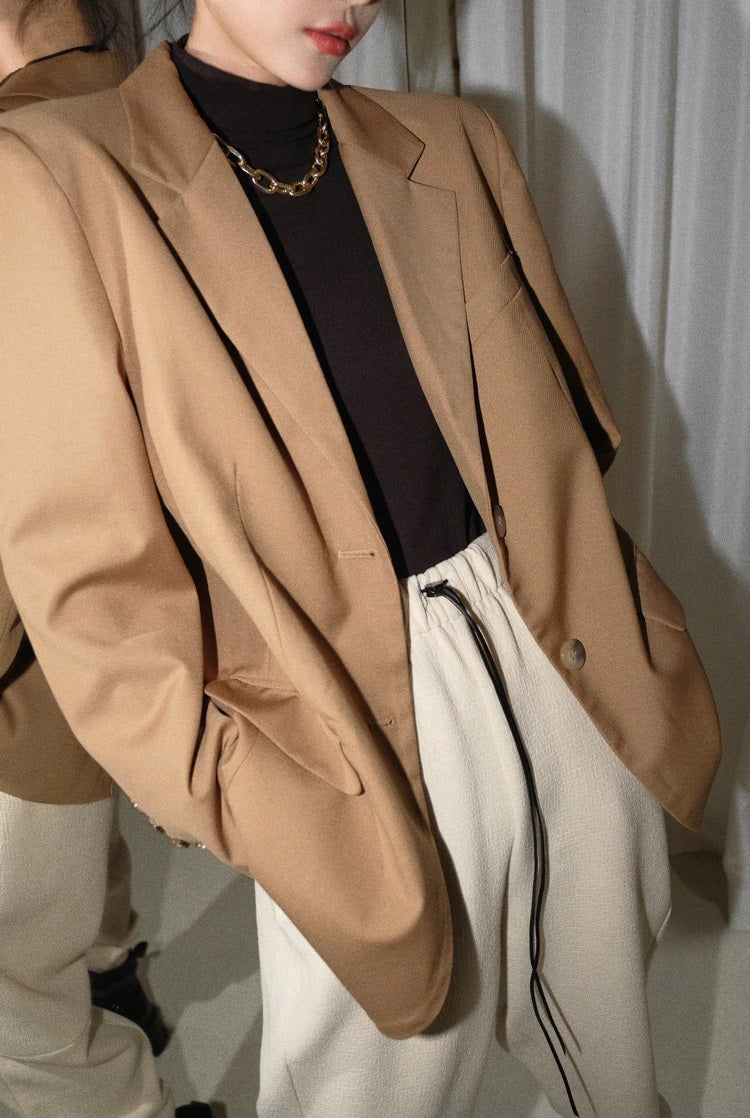 Vintage Notched Collar Plaid Women Blazer Breasted Jacket #6084