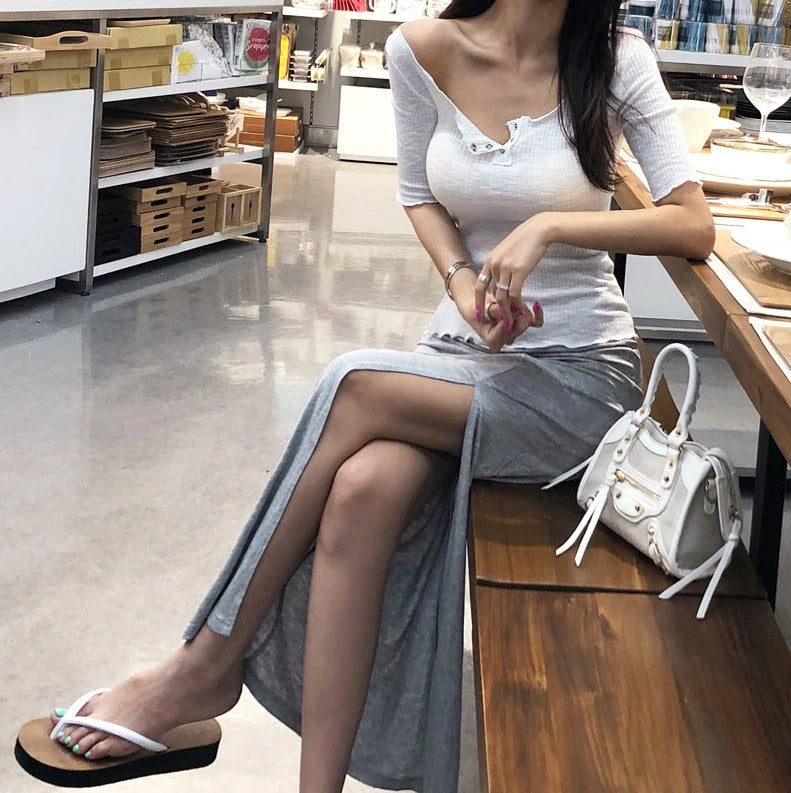 Summer Sexy Elastic Korean Style Skinny Short Sleeve Tees