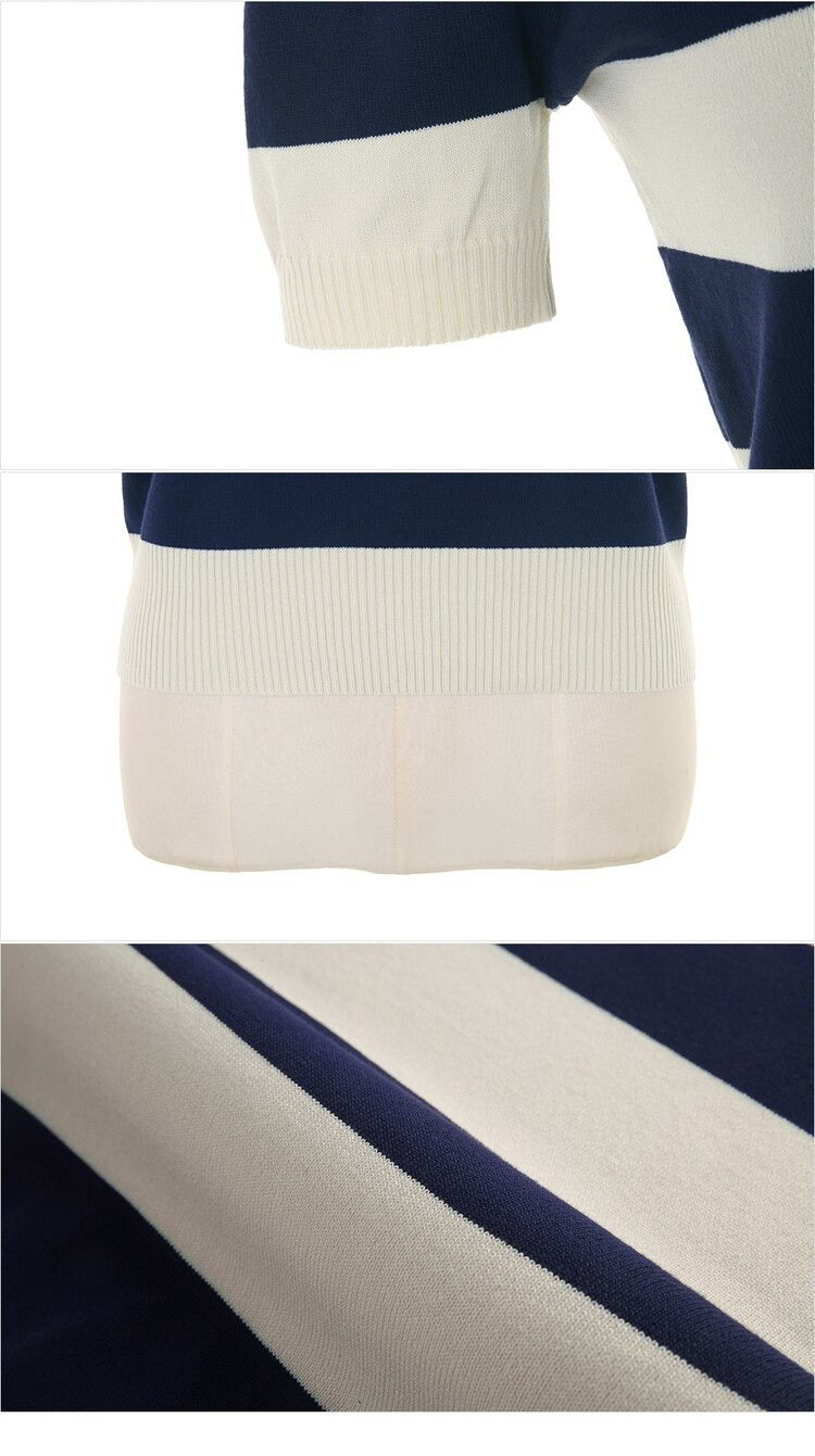 Summer Stripes Sexy Elastic Korean Style Slim Short Sleeve Tees