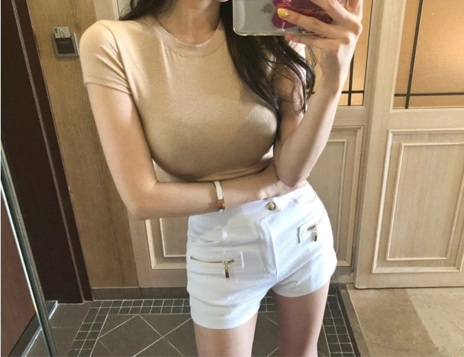 Spring Sexy Elastic Korean Style Skinny Slim Fit Tshirt #2111