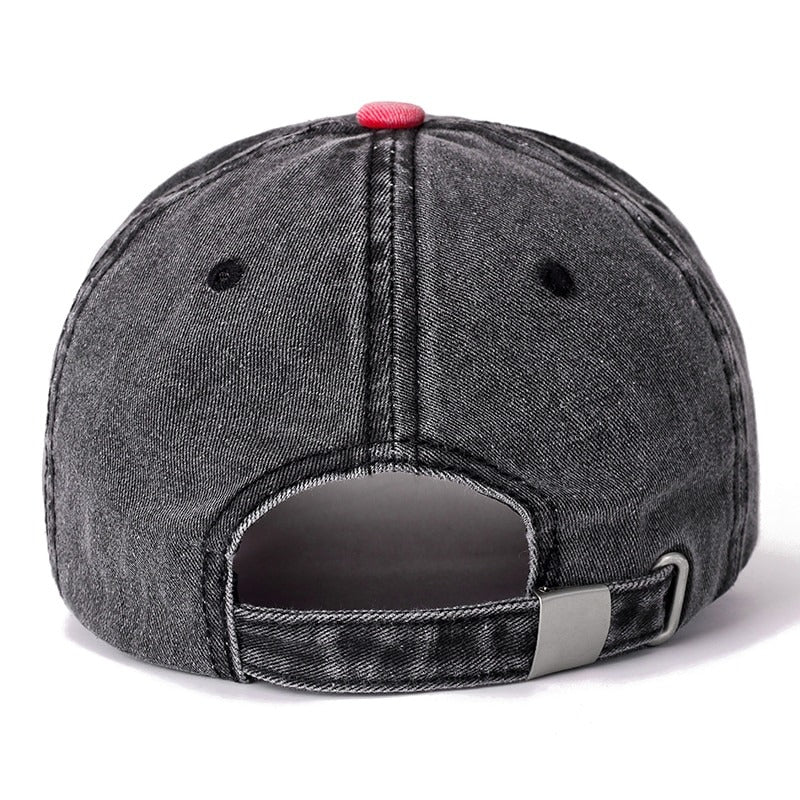 3D Retro PUSH Star Embroidered Washed Cotton Baseball Adjustable Snapback Cap