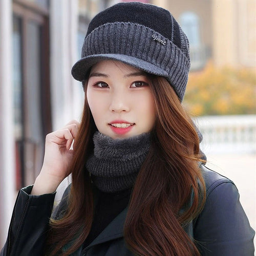 Load image into Gallery viewer, Fur Lined Beanie Outdoor Knitted Woolen Warm Winter Cap

