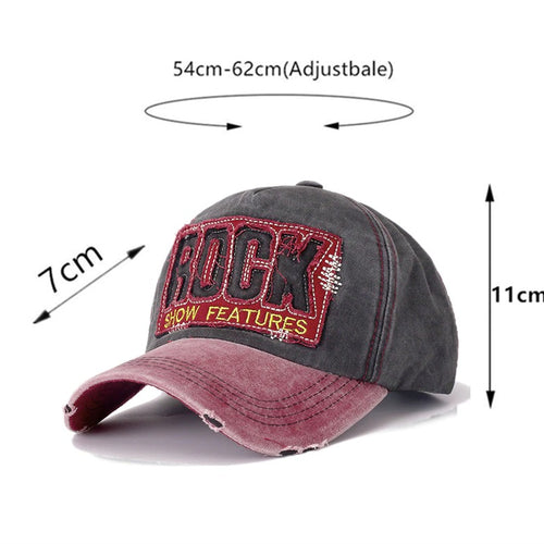 Load image into Gallery viewer, 3D ROCK Patch Embroidered Washed Cotton Retro Baseball Adjustable Snapback Cap
