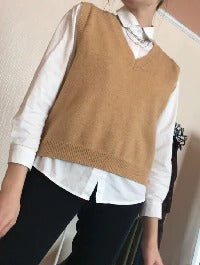 V neck Girls Pullover Autumn Winter Pink Knitted Sweaters Sleeveless Vest