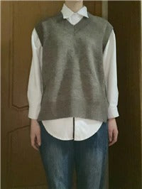 V neck Girls Pullover vest Autumn Winter short Knitted Sleeveless Warm Sweater