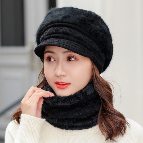 Load image into Gallery viewer, Rabbit Fur Thick Triangle Design Outdoor Knitted Woolen Warm Winter Cap
