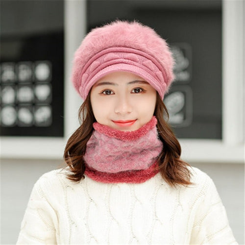 Load image into Gallery viewer, Rabbit Fur Thick Triangle Design Outdoor Knitted Woolen Warm Winter Cap
