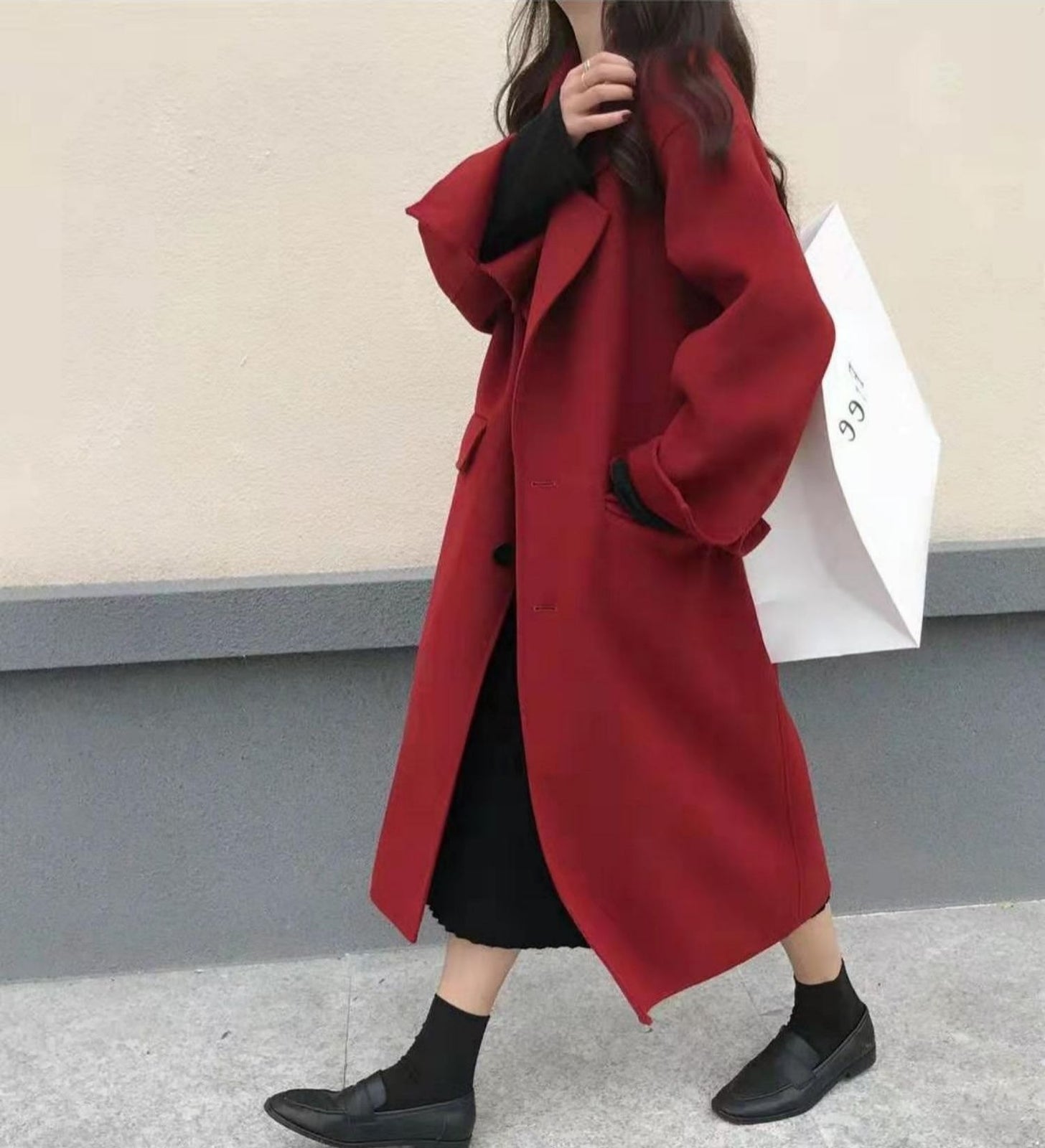 Winter Oversize Fashion Cashmere Wool Long Thickening Warm Woolen Trench Coats #2005