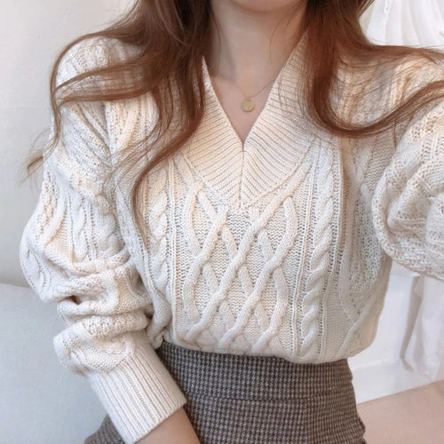 Load image into Gallery viewer, Winter Vintage stripe Autumn Elegant Knitted Outerwear Warm Oversize Sweater

