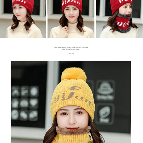 Load image into Gallery viewer, Chenille Plus Velvet All-match Pompoms Outdoor Knitted Woolen Warm Winter Cap
