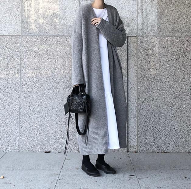Winter Sweater Elegant Knitted Warm Plus size Long Sleeve Cardigan