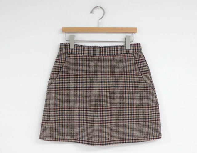 Plaid Mini Vintage High Waist Straight Short Skirt and Shirt