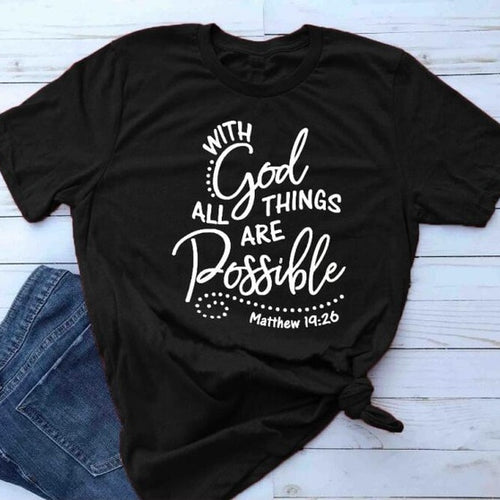 Load image into Gallery viewer, With God all things are Possible Christian Statement Shirt-unisex-wanahavit-black tee white text-L-wanahavit
