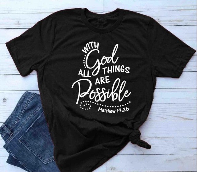 With God all things are Possible Christian Statement Shirt-unisex-wanahavit-black tee white text-L-wanahavit