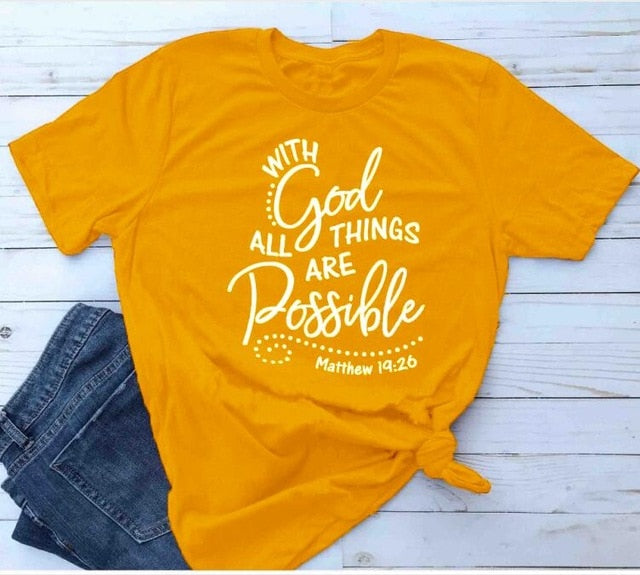 With God all things are Possible Christian Statement Shirt-unisex-wanahavit-gold tee white text-L-wanahavit