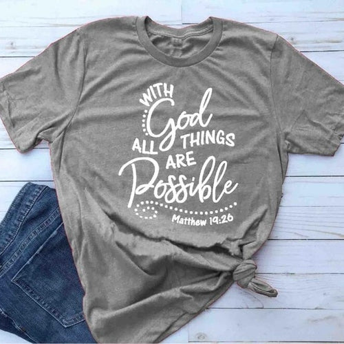 Load image into Gallery viewer, With God all things are Possible Christian Statement Shirt-unisex-wanahavit-gray tee white text-L-wanahavit
