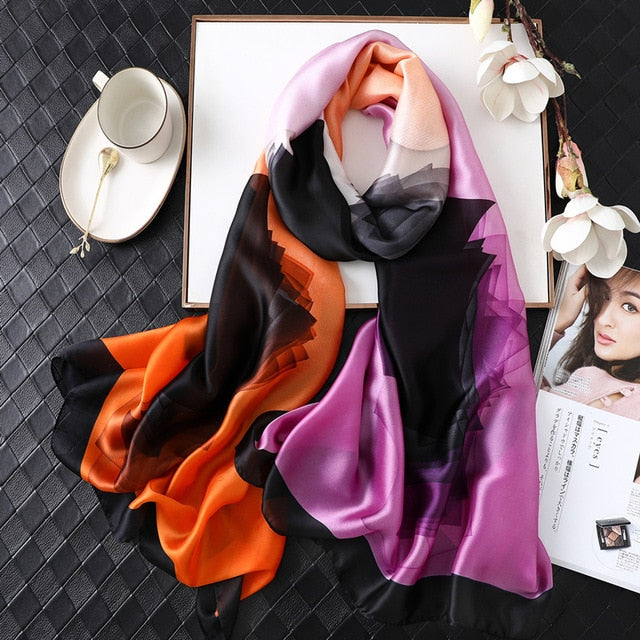 Fashion Silk Scarf Printed Bandana Shawl #C023-women-wanahavit-fs348-3-wanahavit