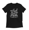 black tee white text
