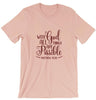 peach tee black text