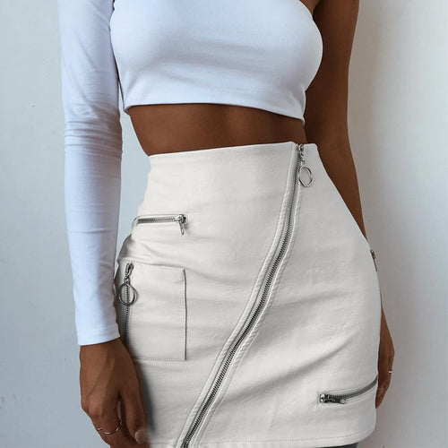 Load image into Gallery viewer, Summer Style Skirts Diagonal A Line Zipper Skirt-women-wanahavit-white-L-wanahavit
