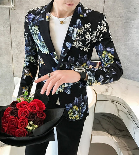 Fancy Floral Vintage Printed Blazers-men-wanahavit-black-XXXL-wanahavit