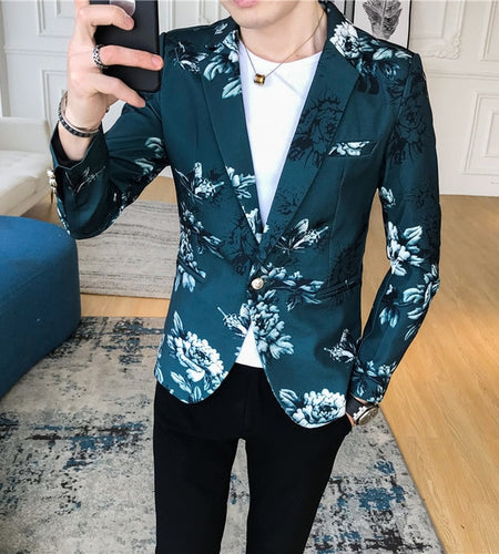 Fancy Floral Vintage Printed Blazers-men-wanahavit-green-XXXL-wanahavit